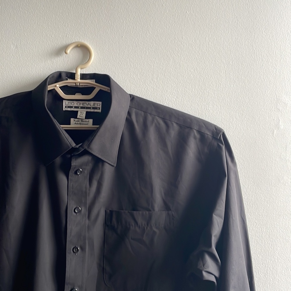 Black Dress Shirt 18.5 (37) Tall Leo Chevalier